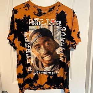 Poetic Justice Tupac Shakur Graphic Chemistry T Shirt Orange Black Rap Vintage